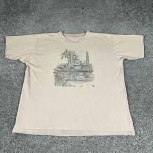 Natures Reflections Shirt Mens XL Beige Chipmunk Porch Flowers Graphic Tee